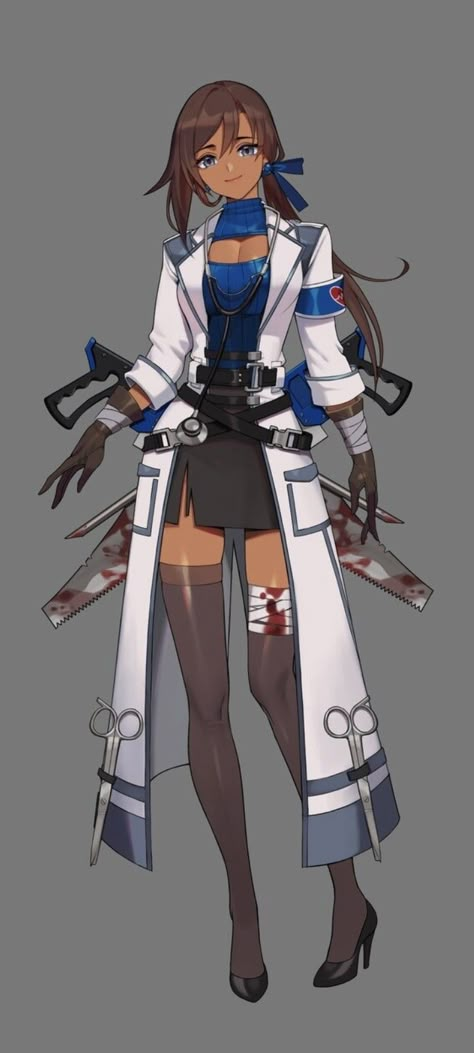 Nurse Aesthetic Drawing, Anime Doctor Woman Art, Nurse Oc Drawing, Sci Fi Doctor Character Design, Fantasy Doctor Outfit, Female Doctor Character Design, Evil Scientist Oc, Doctor Oc Art, Anime Doctor Woman