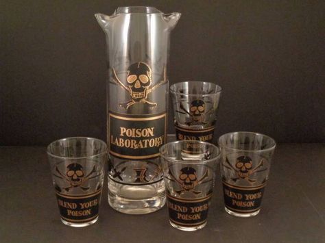 1000+ images about Vintage Poison Barware on Pinterest | Vintage ... Apothecary Pharmacy, Halloween Bar, Cocktail Pitcher, Chemistry Lab, Liquor Bar, Kiss The Cook, Georges Briard, Halloween Cocktails, Tiki Room