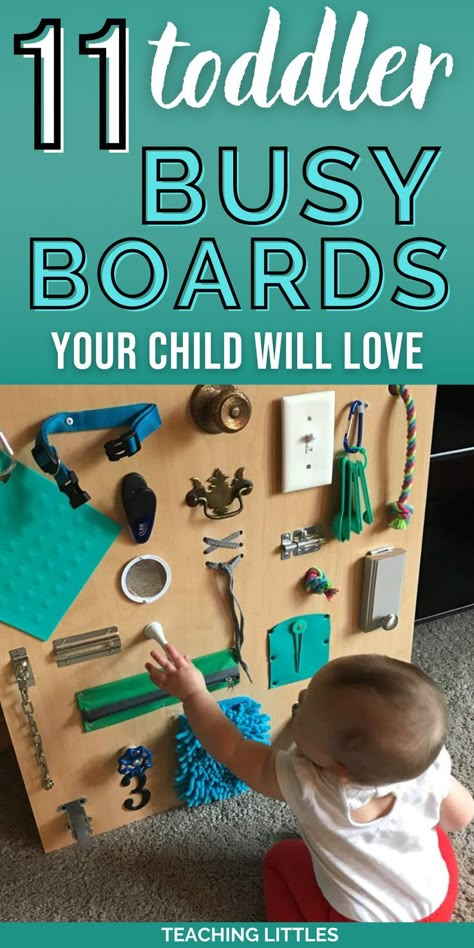 Diy Busy Board, Baby Toys Diy, Busy Boards For Toddlers, Busy Boards, Sensory Board, Toys Montessori, Kid Projects, Wooden Baby Toys, Montessori Baby