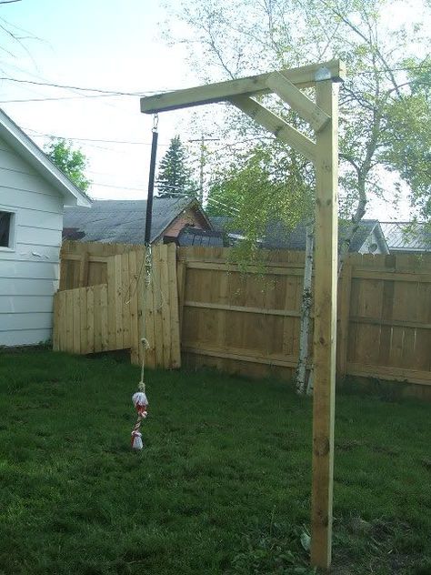 :: Your spring pole ::                                                                                                                                                                                 More: Backyard Dog Playground, Pet Friendly Backyard, Backyard Dog Area, Hotel Pet, Dog Backyard, Dogs Accessories, Diy Dog Toys, Dog Yard, Dog Playground