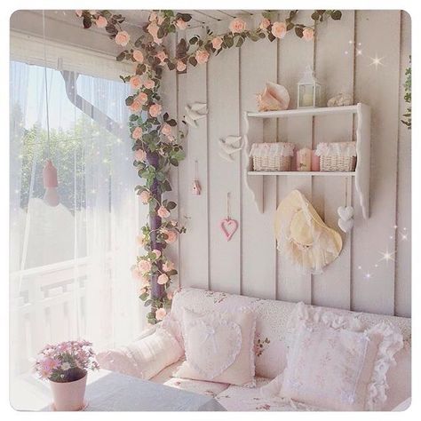 This fairy room is so magical and relaxing! 🌸✨ @ireneflyfairy Fairy Room, Pastel Room Decor, Hal Decor, Dekorasi Kamar Tidur, Pastel Room, Girly Room, Shabby Chic Bedrooms, Cute Room Ideas, Pretty Room