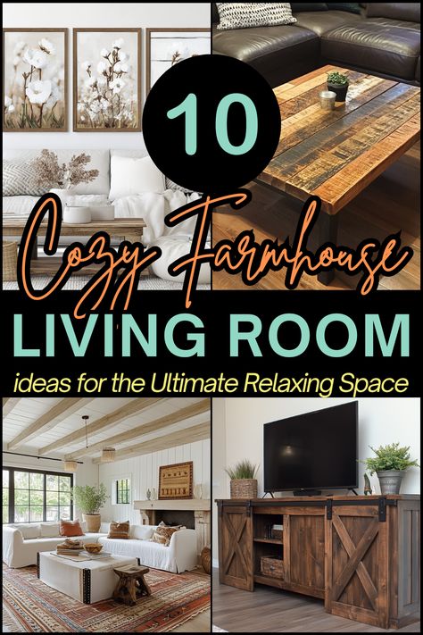 Love farmhouse style? Check out these cozy living room decor tips to make your space feel warm and welcoming. Click to see more! #FarmhouseLivingRoom #CozyLiving #HomeDecorInspo #RusticHome #DecorIdeas Rustic Living Room Ideas Farmhouse Style, Small Modern Farmhouse Living Room, Room Ideas Dark, Cozy Living Room Decor, Rustic Wooden Coffee Table, Room Decor Tips, Cozy Farmhouse Living Room, Farmhouse Family Rooms, Living Room Decor Tips