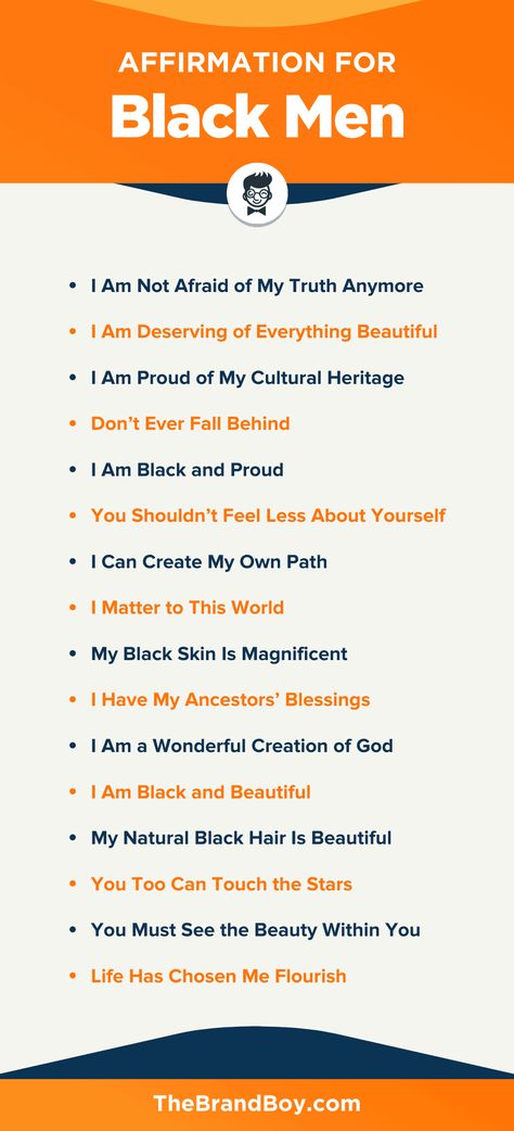 151+ Positive Affirmations for Black Men - theBrandBoy.Com Black Man Encouragement Quotes, Affirmation For Black Man, Positive Affirmation For Black Man, Prayers For Black Man, Men’s Affirmations, Black Spiritual Men, Men Affirmation Quotes, Black Man Affirmations, Mens Affirmations