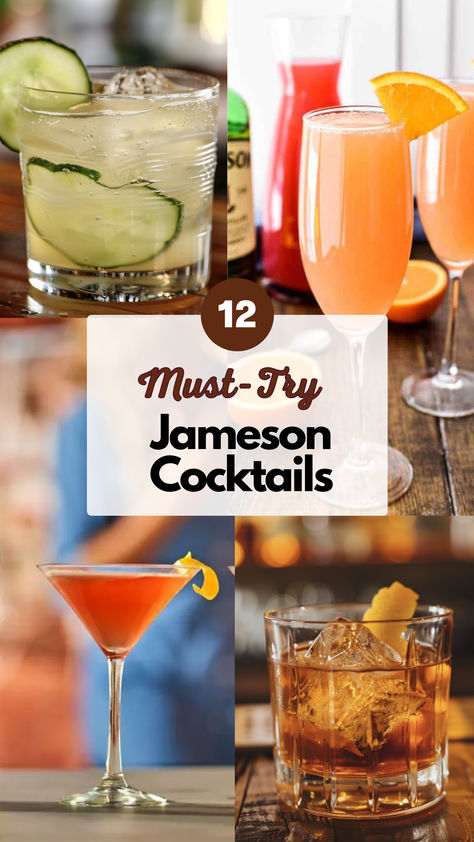 Jameson Cocktails Jamison Cocktail Recipes, Jameson Cocktails Recipe, Jameson Party Theme, Jameson Drinks Cocktails, Jameson Black Barrel Cocktails, Low Calorie Whiskey Drinks, Jameson Cocktails Easy, Cocktails With Jameson Whiskey, Jameson Drinks Recipes