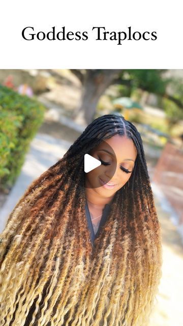 22K views · 4K likes | Austin Braider on Instagram: "These are my Goddess Traplocs (NEW & IMPROVED) 4 toned gradient ombré 🥰 formally known as my Ciara Locs. 🗣️NO MORE SHEDDING!!!   Extremely lightweight! Made with human and synthetic hair. Human curls. Tension free. Flexible. Water friendly. Minimum maintenance.   Still debating what to call this color but these will be added to the booking site this weekend!   #mermaidlocs #jahlocs #messylocs #softlocs #texturedlocs #distressedlocs #boholocs #bohemianlocs #bonetlocs #lisabonetlocs #islandlocs #goddesslocs #gypsylocs #bohotwist #bohemiantwist #twostrandtwist #locstyles #locstyling #austinbraids #austinbraider #austinbraiders #austinlocs #austinhairstylists #bohoknotless #bohemianknotless #bohobraids #bohemianbraids #humanhairlocs #locs Ciara Locs, Ombre Locs Black Women, Boho Goddess Locs, Bohemian Locs, Brown To Blonde Ombre, Boho Locs, Bohemian Braids, Boho Twists, Marley Hair