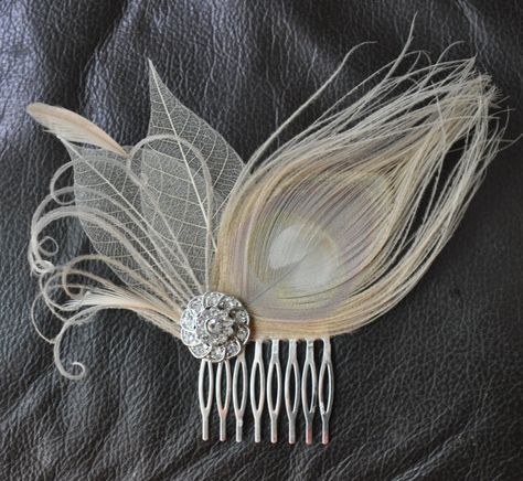 Bridal Head Piece, Wedding Comb, Wedding Hair Piece, Bridal Comb, Head Piece, Feathered Hairstyles, Wedding Hair Pieces, Headpiece Wedding, Peacock Feathers