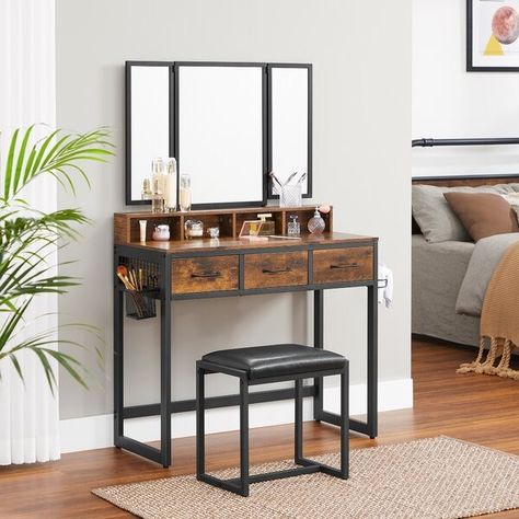 5 Makeup Station Ideas That Are Functional and Aesthetically Pleasing - MY CHIC OBSESSION Ikea Dressing Table, Small Vanity Table, Grey Dressing Table, Small Dressing Table, Dressing Table With Drawers, Dressing Table Storage, Trifold Mirror, Dressing Table With Chair, Vanity Table Set