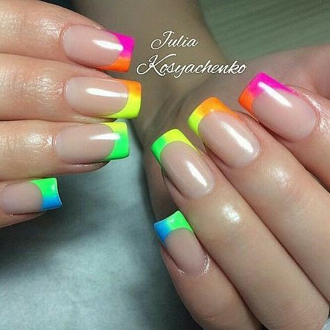 French Manicure Nail Designs, Multicolored Nails, Unghie Sfumate, Nail Tip Designs, Manicure Designs, French Manicure Designs, Manicure Nail Designs, French Manicure Nails, Diy Nail Designs