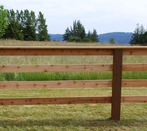 8' Four Rail Wood Fence Section with Beauty Cap #barnpros #prefabbarn #barn #barnhome #barnhousekit #barnapartment #barnswithlofts #barnkit #horsebarns #woodbarnkits #horsebarnkit Cedar Split Rail Fence, Rural Fencing, Farm Fences, Fence Planning, Prefab Barns, Post And Rail Fence, Wood Fence Post, Horse Fence, Barn House Kits