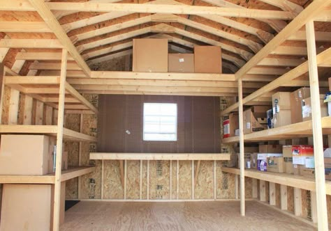 The 2020 Ultimate Storage Shed Buying Guide | Northwood Industries Barn Storage Ideas, Shed Organizing, Shed Storage Ideas, Storage Shed Ideas, Shed Shelving, Storage Shed Organization, Diy Storage Shed, She Shed Ideas, Barn Storage