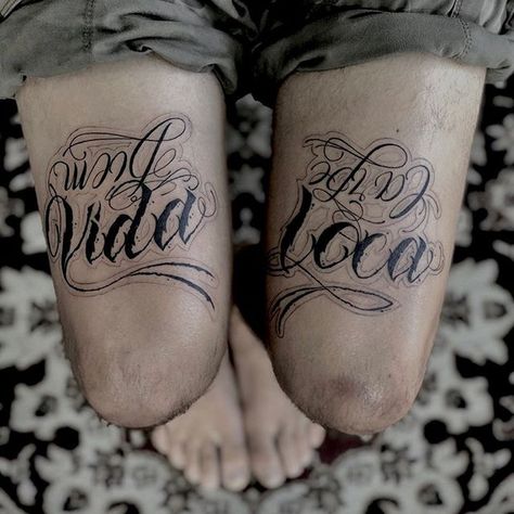 La Vida Loca Tattoo By Charlie Rose Tattoo Canggu Bali #tattoos #tattoo #beauty Mi Vida Loca Tattoo, Loca Tattoo, Lettering Tattoo Design, Charlie Rose, Trending Tattoos, Prison Tattoos, Lettering Tattoo, Canggu Bali, R Tattoo