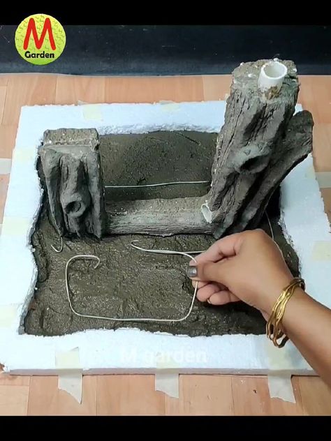 DIY Cement Fountain | DIY Cement Fountain | By M garden Diy Cement Water Fountain, Concrete Fountains, Diy Fountain, Diy Aquarium, Fountains Outdoor, Water Fountain, Cement, Yard Art