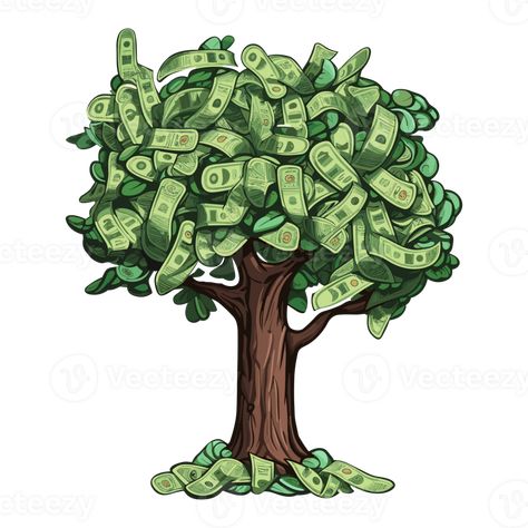 Money Tree Illustration, Money Tree Drawing, Plant Cartoon, Money Tree Plant, Tree Drawings Pencil, Golden Tree, Tree Artwork, Wedding People, Money Trees