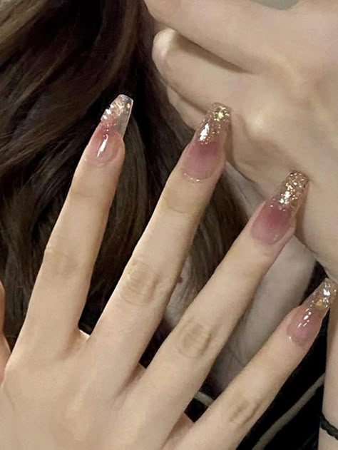 Multicolor  Collar    Color Nails,3D Nails Embellished   Beauty Tools Pink Gold Nails, Blue Prom Nails, Champagne Nails, Gold Acrylic Nails, Gold Nail Designs, Nagellack Trends, Nails 3d, Vibrant Nails, Rose Gold Nails