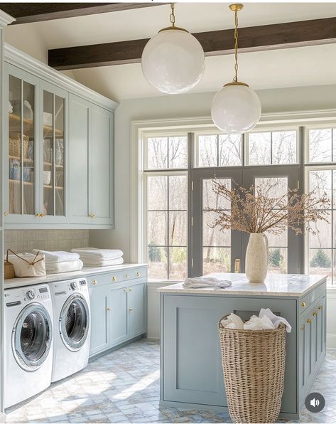 Blue Laundry Room, Blue Laundry Rooms, Pale Blue, Laundry Room, Blue