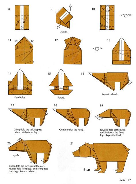 Bär Origami Bear Origami, Origami Bear, Flowers Origami, Basic Origami, Origami Diagrams, Tutorial Origami, Origami Ball, Origami For Beginners, Flowers Easy