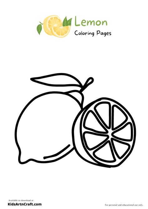 Lemon Coloring Pages For Kids – Free Printables Check more at https://www.kidsartncraft.com/lemon-coloring-pages/ Lemon Coloring Page, Lemon Activities, Lemon Classroom, Lemon Pictures, Lemon Crafts, Flower Stencils, Alphabet Writing Practice, Printables Free Kids, Alphabet Writing