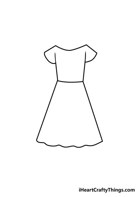 How to Draw A Dress – A Step by Step Guide Draw A Dress, Dress Drawing Easy, Super Easy Drawings, Dress Outline, Dress Drawing, Dress Sketches, Outline Drawings, Drawing Easy, Dress Images