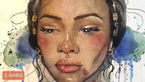 Watercolor Portrait Dark Skin, Watercolor Dark Skin, 2024 Watercolor, Watercolor Studies, Watercolor Portrait Tutorial, Skin Palette, Drawings Inspo, Portrait Tutorial, Reference Photos For Artists