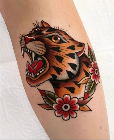 Polo Tattoo, Traditional Panther Tattoo, Cheetah Tattoo, Leopard Tattoos, Panther Tattoo, Traditional Tattoo Sleeve, Old School Tattoo Designs, Leg Sleeve Tattoo, Knee Tattoo