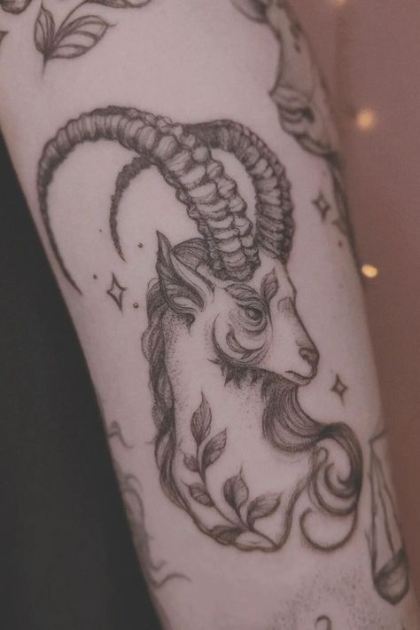 Women Tattoo For Men, Capricorn Tattoo Designs, Capricorn Tattoos, Horoscope Tattoos, Capricorn Tattoo, Saved Tattoo, Female Tattoos, Anklet Tattoos, Aries Tattoo