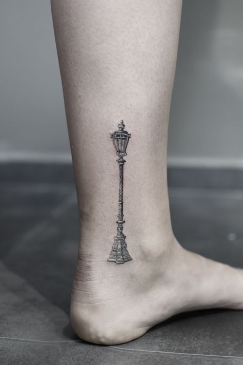 Light Post Tattoo, Street Lamp Tattoo, Street Light Tattoo, Flashlight Tattoo, Lamppost Tattoo, Streetlight Tattoo, Lamp Post Tattoo, Candlestick Tattoo, Narnia Tattoo