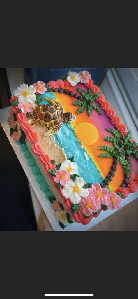 Hawaiian Birthday Cakes, Summer Birthday Cake, B Day Cake, Beach Cake, Hawaiian Birthday, Cute Birthday Ideas, Cute Baking, Creative Birthday Cakes, Crazy Cakes