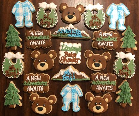 Adventure Baby Shower Boy, Adventure Baby Shower Theme, Woodland Creatures Baby Shower, Adventure Awaits Baby Shower, Woodland Baby Shower Decorations, Forest Baby Showers, Adventure Baby Shower, Boy Baby Shower Ideas, Baby Shower Woodland Theme