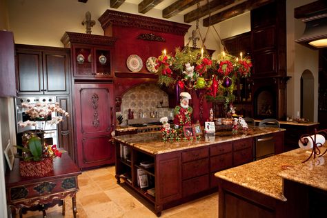 Chandelier Wreath, Burgundy Kitchen, Christmas Kitchens, Red Kitchens, Color Cabinets, Burgundy Decor, Mark Roberts Fairies, Dreamy Kitchens, Cupboards Kitchen