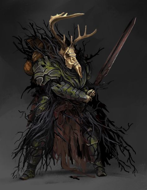 Forest Knight, Cursed Forest, Heroic Fantasy, Monster Concept Art, Dungeons And Dragons Characters, Manama, Fantasy Monster, Fantasy Armor, Creature Concept Art