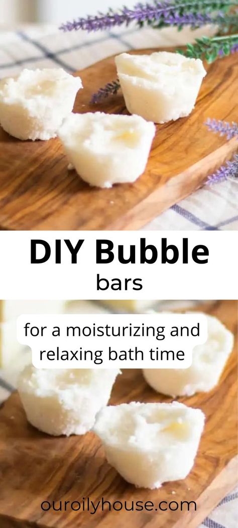 These DIY bubble bars are made with baking soda, citric acid, and mango butter. They are soothing for the skin, easy to make, and make for a fun and relaxing bath time. Diy Bubble Bar, Bubble Bar Recipe, Diy Bubble Bath, Natural Bubble Bath, Lotion For Oily Skin, Homemade Bubbles, Bubble Bar, Bath Melts, Homemade Bath