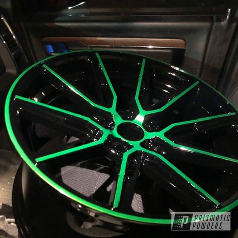 Powder Coating: Wheels,Automotive,Clear Vision PPS-2974,20" Wheels,Niche,Ink Black PSS-0106,Illusion Green Ice PMB-7025,20",Ferrari Green Accent Color, Custom Wheels Cars, 17 Wheels, 20 Wheels, Green Powder, Clear Vision, Custom Wheels, Car Maintenance, Car Wheels