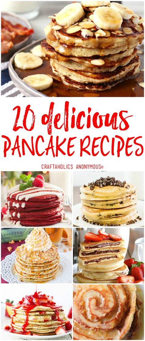 20 Delicious Pancake Recipes Recipes Pancakes, Yummy Pancake Recipe, Fun Breakfast, Pancake Recipes, Tasty Pancakes, Breakfast Pancakes, Snacks Für Party, Breakfast Brunch Recipes, Savoury Cake