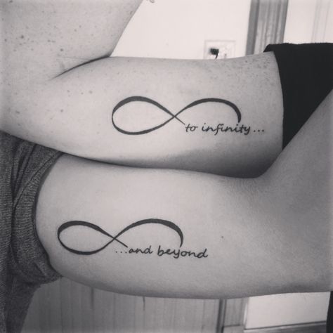 Mom And Daughter Infinity Tattoos, Love You To Infinity And Beyond Tattoo, I Love You To Infinity And Beyond Tattoo, Too Infinity And Beyond Tattoo, Matching Tattoos Infinity, Infinity And Beyond Tattoo Couple, Mother Daughter Tattoos Infinity, Infinity Matching Tattoos, Married Tattoos