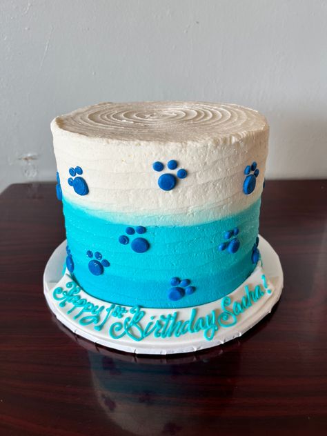 Puppy Theme Smash Cake, Paw Print Birthday Cake, Cake With Paw Prints, Paw Print Cake, Blues Clues Cake, Paw Print Cakes, Paw Cake, Whale Cakes, Blue's Clues Birthday Party