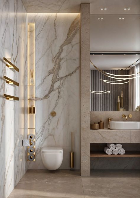 #vintage #walldecor #interior #interiorstyling #design #interiordecor تصميم دورة مياه, درج السلم, Master Baths, Modern Luxury Bathroom, Bathroom Master, Washroom Design, Bathroom Design Decor, Toilet Design, Bathroom Inspiration Decor