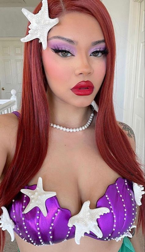 Mermaid Costume Makeup, Mermaid Costume Women, Ariel Halloween, Little Mermaid Makeup, Ariel Halloween Costume, Ariel Makeup, Ariel Hair, Mermaid Halloween Costumes, Ariel Costumes