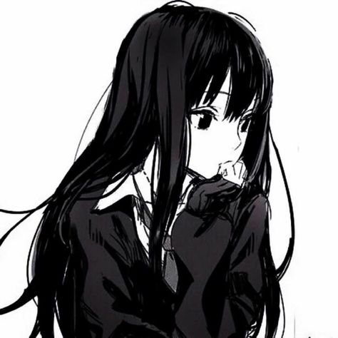 Long Black Hair, Anime Pfp, An Anime, Long Black, Aesthetic Anime, See More, Black Hair, Black And White, Hair