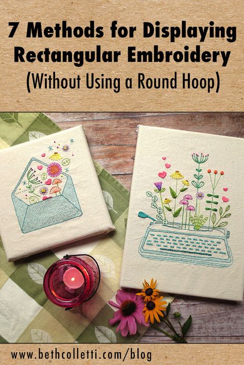 How To Display Embroidery Wall Art, Embroidery Mounting Ideas, Displaying Cross Stitch Wall Art, Decorating Embroidery Hoop, How To Display Hand Embroidery, Hand Embroidery Display Ideas, Framing Embroidery Ideas, Displaying Embroidery Ideas, How To Gift Embroidery