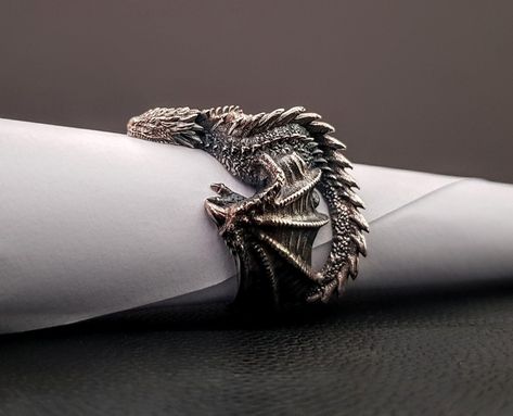 Jewelry, fantastic, silver, ring, dragons, fire, celtic Fantasy Ring, Flying Dragon, Huntsville Alabama, Gra O Tron, Beautiful Dragon, Dragon Ring, Unusual Rings, Dragon Jewelry, Signet Rings