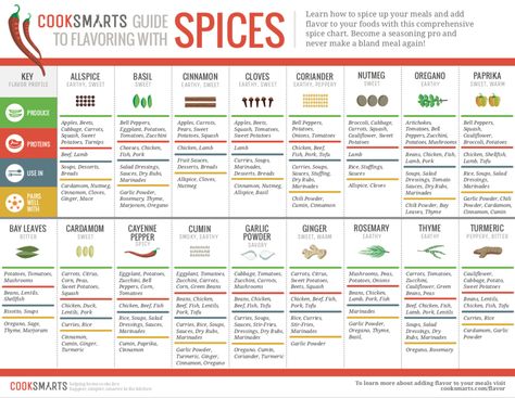 Have you ever wondered what herbs and spices to use with different foods? Us too! This infographic from CookSmarts is an awesome help, showing what foods pair well with each herb and spice, and how to best store them. Spices Cheat Sheet, Spices Chart, Spice Chart, Kitchen Hacks Cooking, Online Cooking Classes, Cook Smarts, Cooking Classes For Kids, Healthy Meals To Cook, Cooking Basics