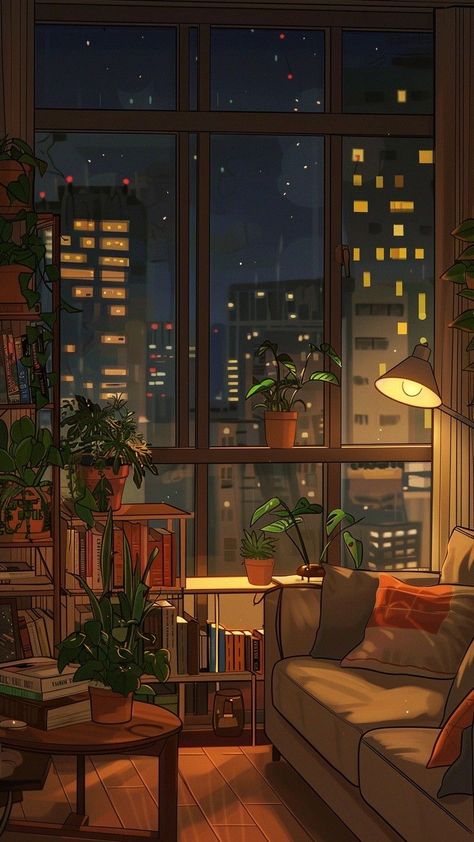 Room Corner Drawing Reference, Drawing In Nature Aesthetic, Cozy Reading Wallpaper, Nighttime Reading Aesthetic, Cozy City Aesthetic, Cozy Library Aesthetic, Background With Books, Cozy Reading Aesthetic, Apartment Illustration