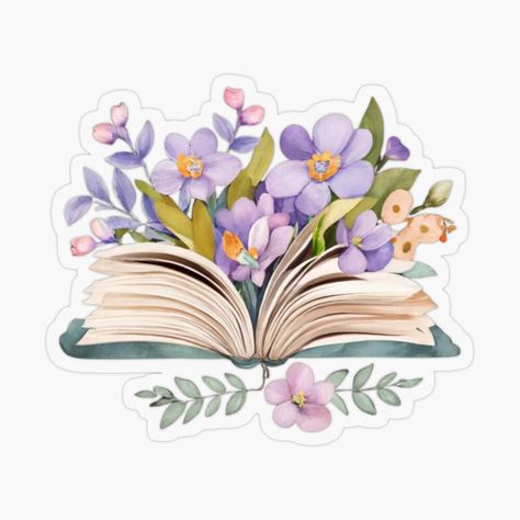 Get my art printed on awesome products. Support me at Redbubble #RBandME: https://www.redbubble.com/i/sticker/Watercolor-Open-Book-With-Florals-Purple-Flowers-by-Pirascano-Art/156114350.O9UDB?asc=u Books Printable Stickers, Purple Stickers, Preppy Stickers, Note Writing Paper, Collage Book, Open Me, Note Pictures, Scrapbook Stickers Printable, Diy Teacher Gifts