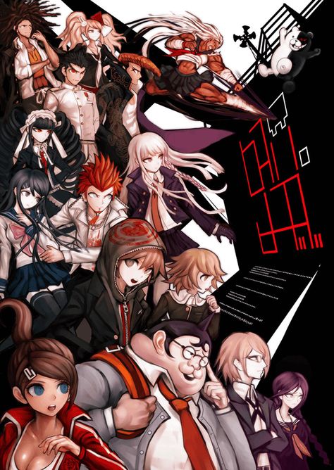 Main Visual Art - Danganronpa: Trigger Happy Havoc Art Gallery Danganronpa Trigger Happy Havoc Poster, Danganronpa Trigger Happy Havoc Characters, Danganronpa Trigger Happy Havoc Official Art, Danganronpa Thh Wallpaper, Trigger Happy Havoc Wallpaper, Danganronpa Happy Trigger Havoc, Mondo Owada Wallpaper, Danganronpa Thh, Makoto Naegi