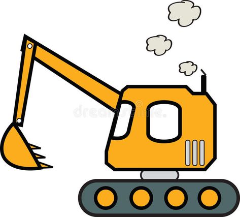 Backhoe Drawing, Excavator Drawing, Excavator Illustration, Excavator Clipart, Painted Wood Letters, File Decoration Ideas, Truck Birthday, Drawing Simple, Construction Drawings