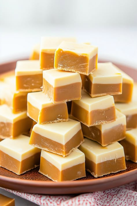 Transport yourself to the wizarding world with this enchanting Harry Potter butterbeer fudge, packed with butterscotch and white chocolate magic! Butterbeer Fudge Recipe, Butterbeer Fudge, Butterscotch Desserts, Harry Potter Butterbeer, Butterscotch Fudge, Marshmallow Bits, Harry Potter Butter Beer, Butterscotch Sauce, Marshmallow Creme