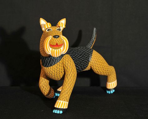 Schnauzer Dog, Oaxaca, Mexico | by Ariel Playas Oaxacan Animals, Oaxacan Art, Hispanic Artists, Latino Culture, Cultural Art, Schnauzer Dog, Schnauzer Puppy, Schnauzer Dogs, Tin Art