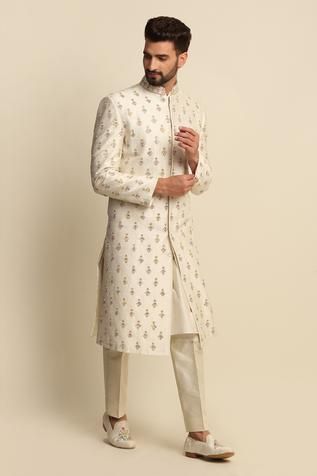 Ivory Sherwani Grooms, Ivory Sherwani, Embroidered Sherwani, Sherwani Groom, Sherwani For Men, Wedding Sherwani, White Kurta, Indian Groom, Groom Wear