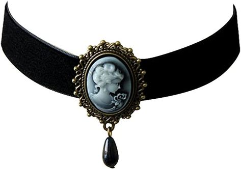 Cameo Choker, Marie Antoinette Costume, Black Cameo, Gothic Choker, Gothic Bag, Velvet Choker Necklaces, Cameo Jewelry, Velvet Choker, Vintage Cameo