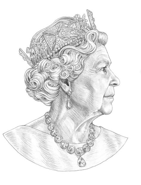 Queen Elizabeth Ii Portrait, Queen Elizabeth Tattoo, England Drawing, Queen Elizabeth Ii Tattoo, Queen Elizabeth Tattoo Design, Queen Elizabeth Ii Art, Queen Elizabeth Art, Queen Elizabeth Ii Drawing, Queen Elizabeth Drawing